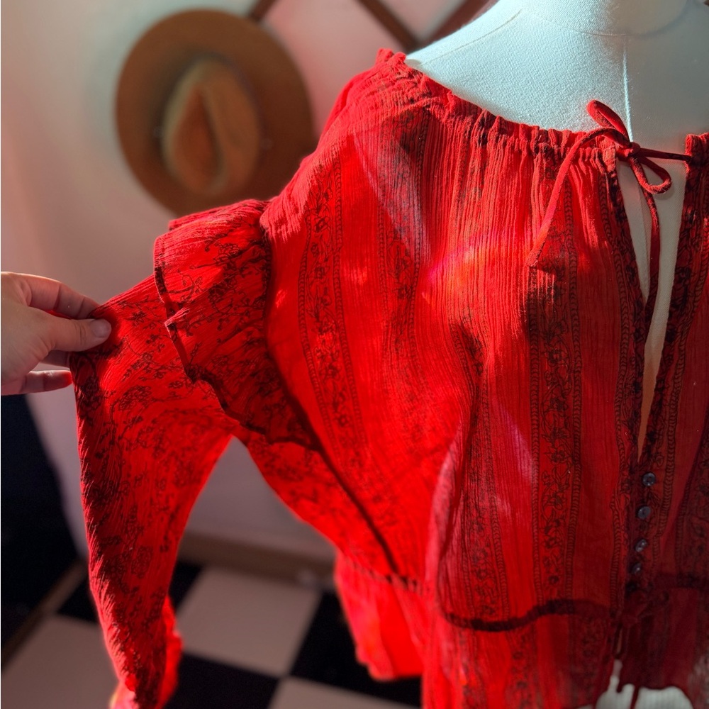 Free People Scarlet Peasant Blouse - Picture 3 of 7